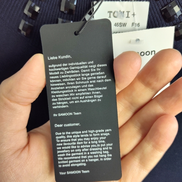 New Samoon by Gerry Weber Sleeveless Sweater 22 beaded knit top new navy blue - Picture 6 of 14